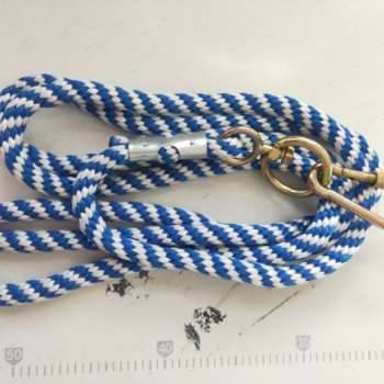 One by eight meters of white and blue